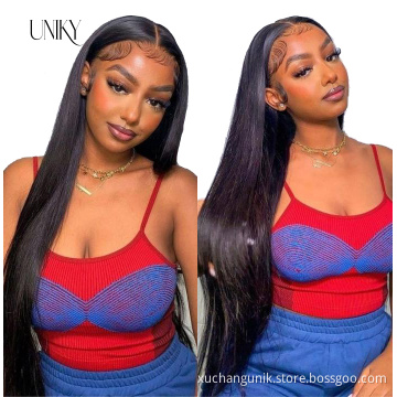 Uniky 13x4 Super Fine HD Lace Frontal Wigs Brazilian Straight Human Hair Wigs 150% 180% Human Hair Lace Wig For Black Woman